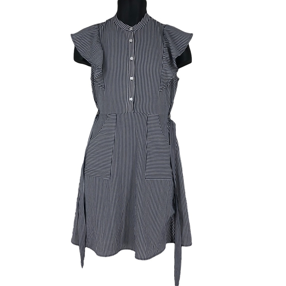 VTG 1950s-60s Seersucker Style Dress by Monteau of Los Angeles  Blue & White S